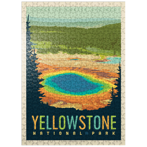 puzzleplate Yellowstone National Park: Grand Prismatic Springs, Vintage Poster 500 Jigsaw Puzzle