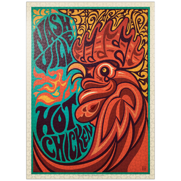 puzzleplate Nashville Hot Chicken (Groovy Blue), Vintage Poster 1000 Jigsaw Puzzle