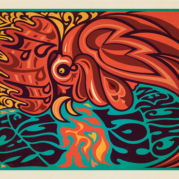 Nashville Hot Chicken (Groovy Blue), Vintage Poster 1000 Jigsaw Puzzle 3D Modell