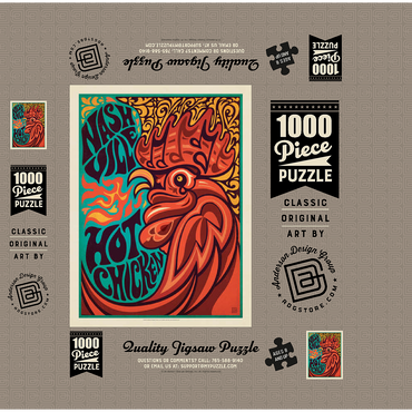 Nashville Hot Chicken (Groovy Blue), Vintage Poster 1000 Jigsaw Puzzle box 3D Modell