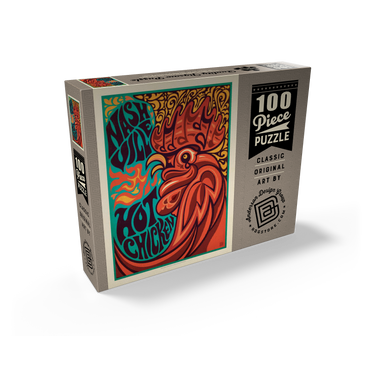 Nashville Hot Chicken (Groovy Blue), Vintage Poster 100 Jigsaw Puzzle box view2