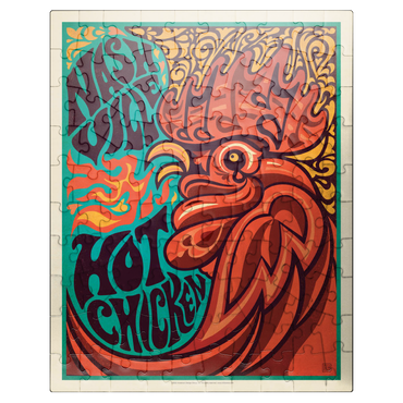 puzzleplate Nashville Hot Chicken (Groovy Blue), Vintage Poster 100 Jigsaw Puzzle