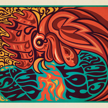 Nashville Hot Chicken (Groovy Blue), Vintage Poster 100 Jigsaw Puzzle 3D Modell