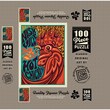 Nashville Hot Chicken (Groovy Blue), Vintage Poster 100 Jigsaw Puzzle box 3D Modell