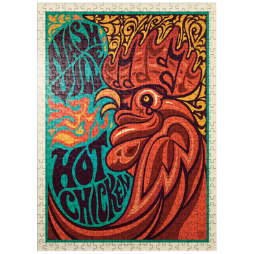 puzzleplate Nashville Hot Chicken (Groovy Blue), Vintage Poster 500 Jigsaw Puzzle
