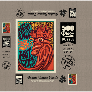 Nashville Hot Chicken (Groovy Blue), Vintage Poster 500 Jigsaw Puzzle box 3D Modell