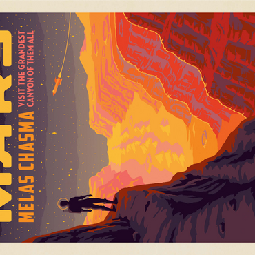 Mars: Melas Chasma, Vintage Poster 1000 Jigsaw Puzzle 3D Modell