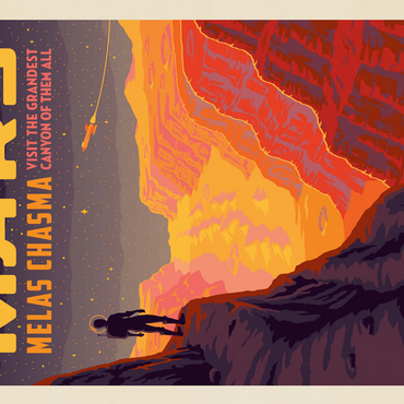 Mars: Melas Chasma, Vintage Poster 500 Jigsaw Puzzle 3D Modell