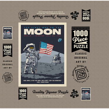 NASA 1969: First Man On The Moon, Vintage Poster 1000 Jigsaw Puzzle box 3D Modell