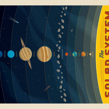 The Solar System, Vintage Poster 100 Jigsaw Puzzle 3D Modell