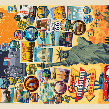 American Travel: USA Collage, Vintage Poster 100 Jigsaw Puzzle 3D Modell