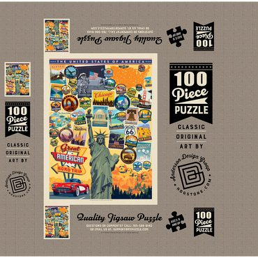 American Travel: USA Collage, Vintage Poster 100 Jigsaw Puzzle box 3D Modell