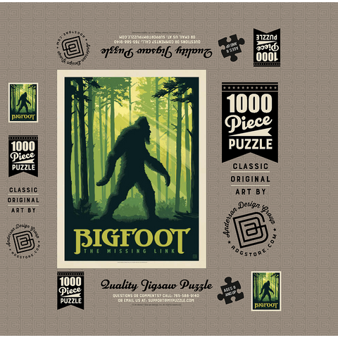 Bigfoot: The Missing Link, Vintage Poster 1000 Jigsaw Puzzle box 3D Modell