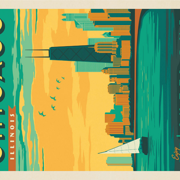 Chicago: Lakefront, Vintage Poster 1000 Jigsaw Puzzle 3D Modell