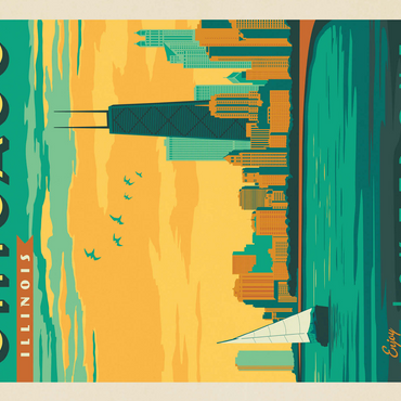 Chicago: Lakefront, Vintage Poster 500 Jigsaw Puzzle 3D Modell