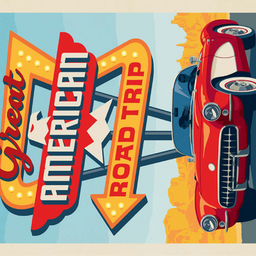 Great American Road Trip, Vintage Poster 100 Jigsaw Puzzle 3D Modell