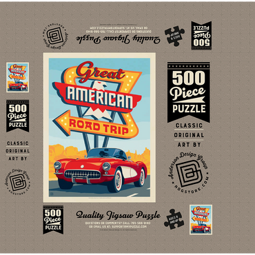 Great American Road Trip, Vintage Poster 500 Jigsaw Puzzle box 3D Modell