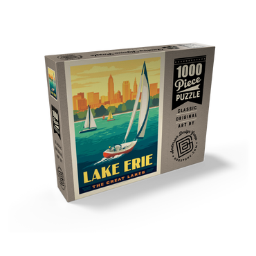 Great Lakes: Lake Erie, Vintage Poster 1000 Jigsaw Puzzle box view2