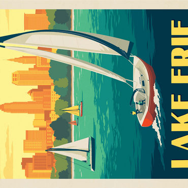 Great Lakes: Lake Erie, Vintage Poster 1000 Jigsaw Puzzle 3D Modell