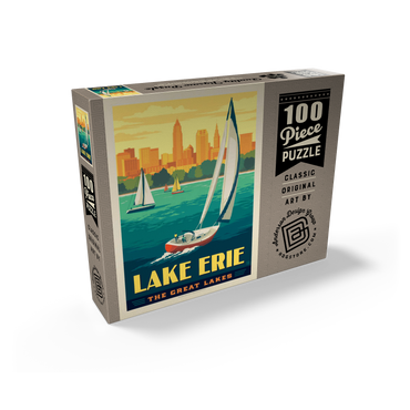 Great Lakes: Lake Erie, Vintage Poster 100 Jigsaw Puzzle box view2