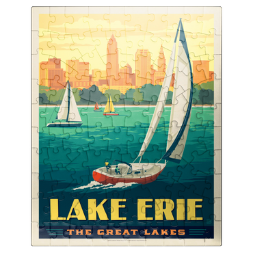 puzzleplate Great Lakes: Lake Erie, Vintage Poster 100 Jigsaw Puzzle