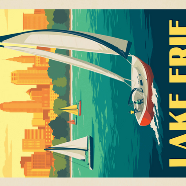 Great Lakes: Lake Erie, Vintage Poster 500 Jigsaw Puzzle 3D Modell