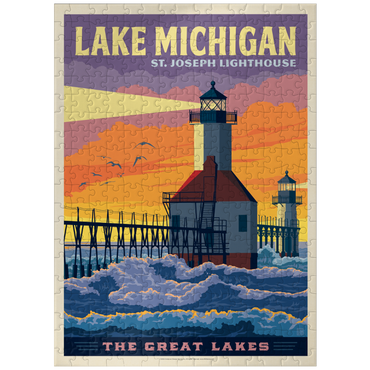 puzzleplate Great Lakes: Lake Michigan, Vintage Poster 300 Jigsaw Puzzle