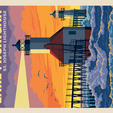 Great Lakes: Lake Michigan, Vintage Poster 500 Jigsaw Puzzle 3D Modell