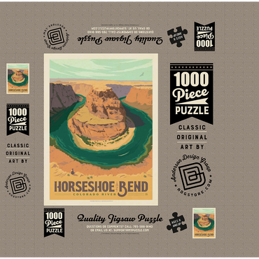 Horseshoe Bend, Arizona, Vintage Poster 1000 Jigsaw Puzzle box 3D Modell