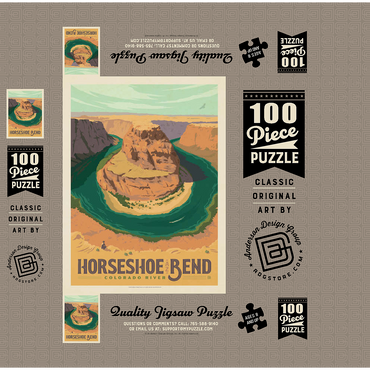 Horseshoe Bend, Arizona, Vintage Poster 100 Jigsaw Puzzle box 3D Modell