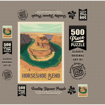 Horseshoe Bend, Arizona, Vintage Poster 500 Jigsaw Puzzle box 3D Modell
