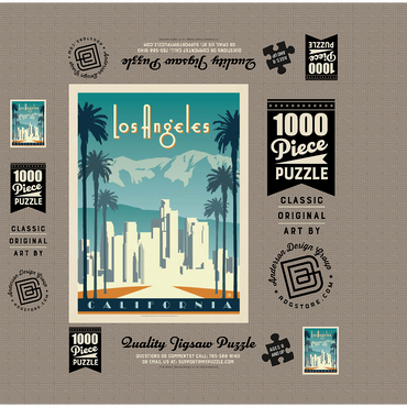Los Angeles skyline, Vintage Poster 1000 Jigsaw Puzzle box 3D Modell