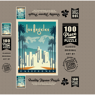 Los Angeles skyline, Vintage Poster 100 Jigsaw Puzzle box 3D Modell