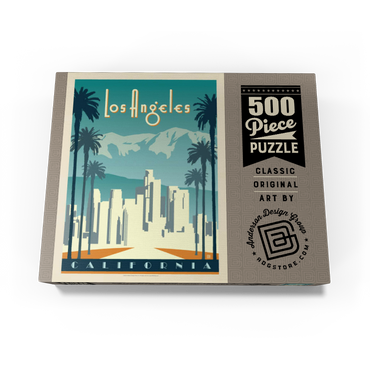 Los Angeles skyline, Vintage Poster 500 Jigsaw Puzzle box view3