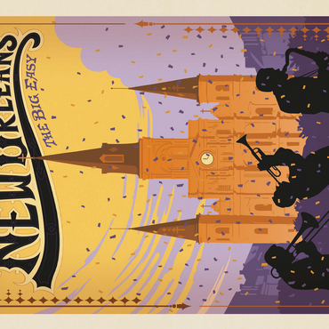 New Orleans: The Big Easy, Vintage Poster 500 Jigsaw Puzzle 3D Modell