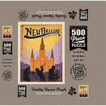 New Orleans: The Big Easy, Vintage Poster 500 Jigsaw Puzzle box 3D Modell