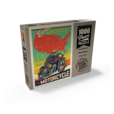 Explore America by Motorcycle, Vintage Poster 1000 Jigsaw Puzzle box view2