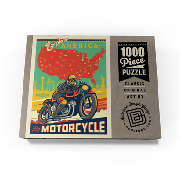 Explore America by Motorcycle, Vintage Poster 1000 Jigsaw Puzzle box view3