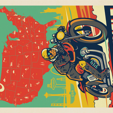 Explore America by Motorcycle, Vintage Poster 1000 Jigsaw Puzzle 3D Modell