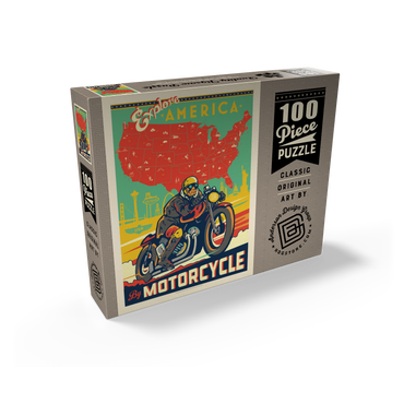 Explore America by Motorcycle, Vintage Poster 100 Jigsaw Puzzle box view2