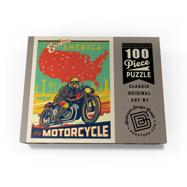 Explore America by Motorcycle, Vintage Poster 100 Jigsaw Puzzle box view3