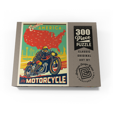 Explore America by Motorcycle, Vintage Poster 300 Jigsaw Puzzle box view3