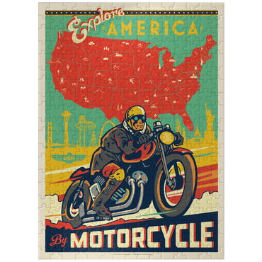 puzzleplate Explore America by Motorcycle, Vintage Poster 300 Jigsaw Puzzle