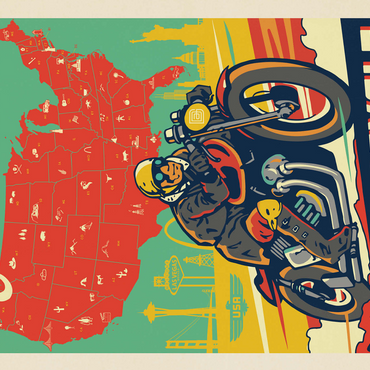 Explore America by Motorcycle, Vintage Poster 500 Jigsaw Puzzle 3D Modell