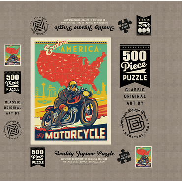 Explore America by Motorcycle, Vintage Poster 500 Jigsaw Puzzle box 3D Modell