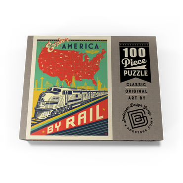 Explore America By Rail, Vintage Poster 100 Jigsaw Puzzle box view3