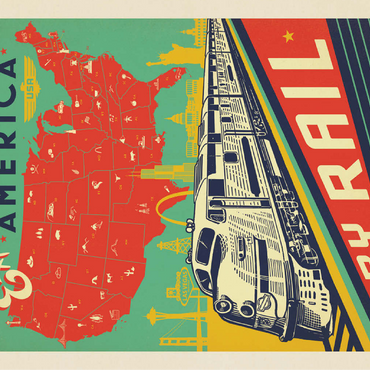 Explore America By Rail, Vintage Poster 100 Jigsaw Puzzle 3D Modell