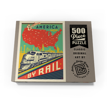 Explore America By Rail, Vintage Poster 500 Jigsaw Puzzle box view3
