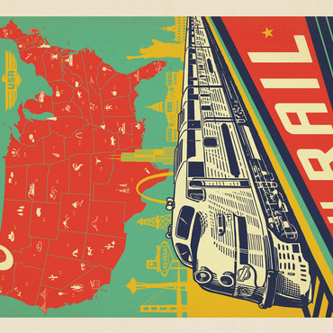 Explore America By Rail, Vintage Poster 500 Jigsaw Puzzle 3D Modell