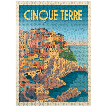 puzzleplate Italy: Cinque Terre, Vintage Poster 500 Jigsaw Puzzle